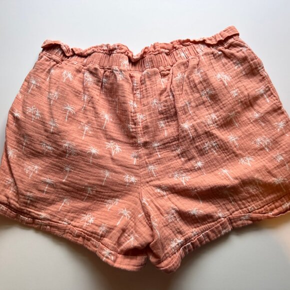 LC Lauren Conrad Pink Palm Tree Print Short Shorts 100% Cotton Sz L - Picture 4 of 6